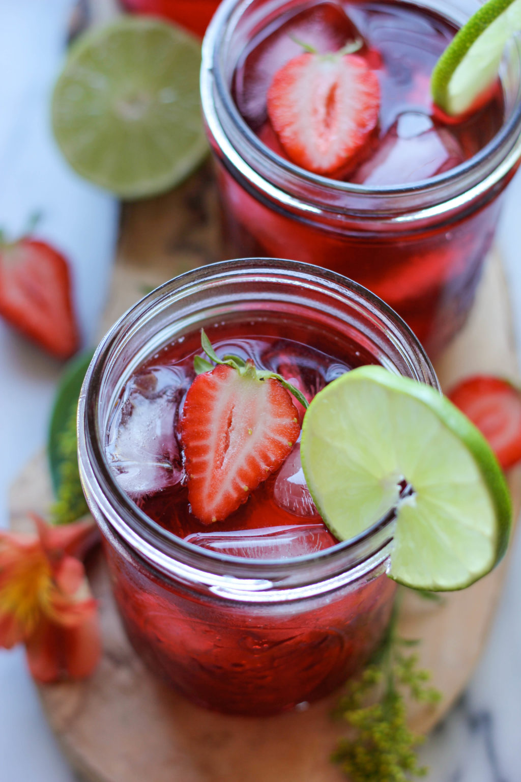 Refreshing Agua de Jamaica with California Strawberries
