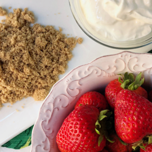 strawberry sour sugar cream brown dip leave