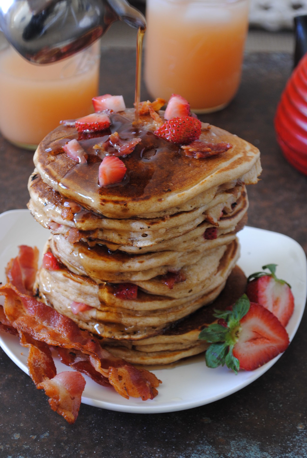 Bacon and Strawberry Stuffed Pancakes