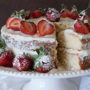 Naked Strawberries and Cream Cake