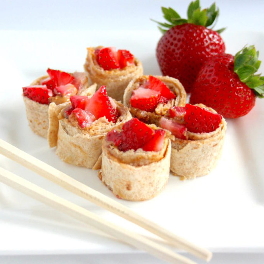 Peanut Butter + Strawberry Sushi
