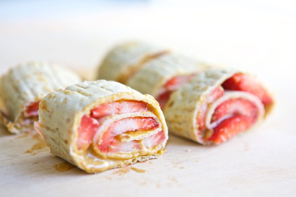 Peanut Butter and Strawberry Roll-ups