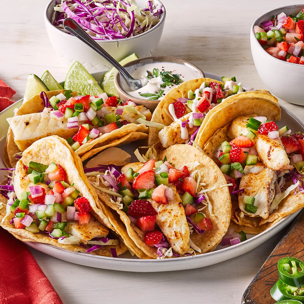 Fish Tacos with Strawberry Salsa