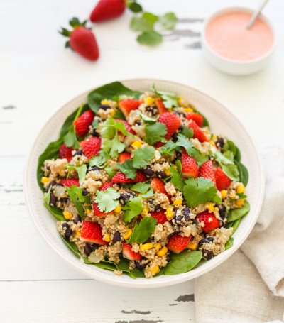 Quinoa Black Bean Strawberry Salad