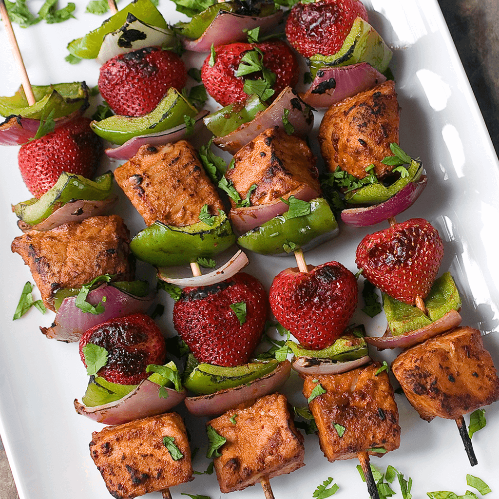 Spicy Tuna Kebabs with Strawberry Salsa