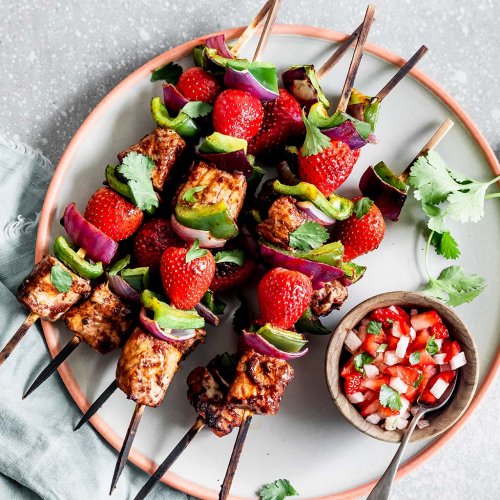 Spicy Tuna Kebabs w/ Strawberry Salsa California Strawberries