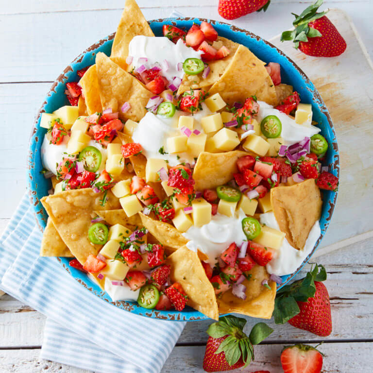 Nachos with Strawberry Pico de Gallo California Strawberry Commission