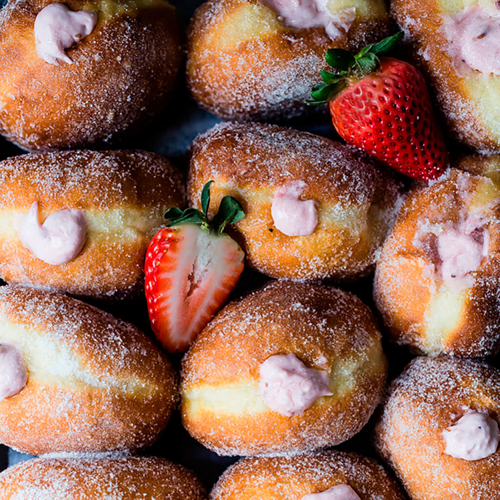 Homemade Strawberry CreamFilled Donuts California Strawberry Commission