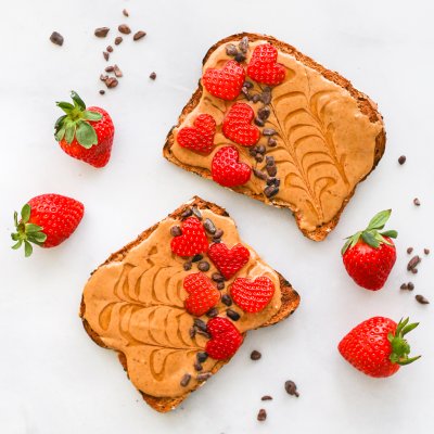 Strawberry Peanut Butter Heart Toast