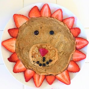 Pancake lion with strawberry mane