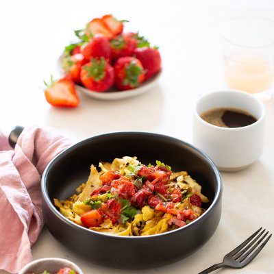 Migas with Roasted Strawberry Salsa