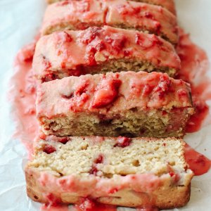 Gluten-Free Strawberry Lemon Loaf with Strawberry Glaze