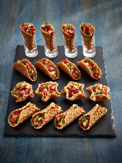 Pizzelle Shells with Strawberry Salsa