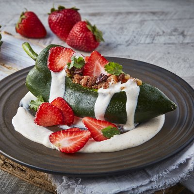 Chille Relleno with Strawberry Picadillo