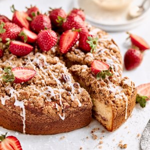 Strawberry Crumble Coffee Cake
