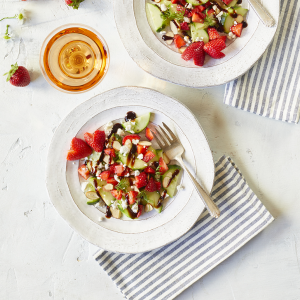Strawberry Heart Salad with Cucumber and Balsamic