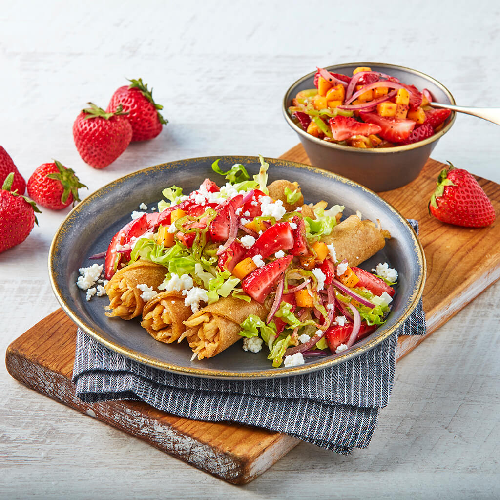 Chicken Flautas with Strawberry Pico de Gallo California Strawberry Commission