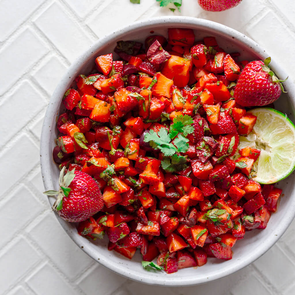 Strawberry Olive Harissa Salad