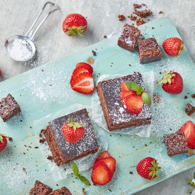 Brownies Topped with Strawberries