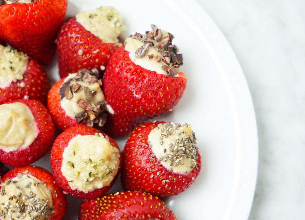 Cashew Cream Stuffed Strawberries