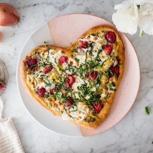 Heart Shaped Strawberry Pizza