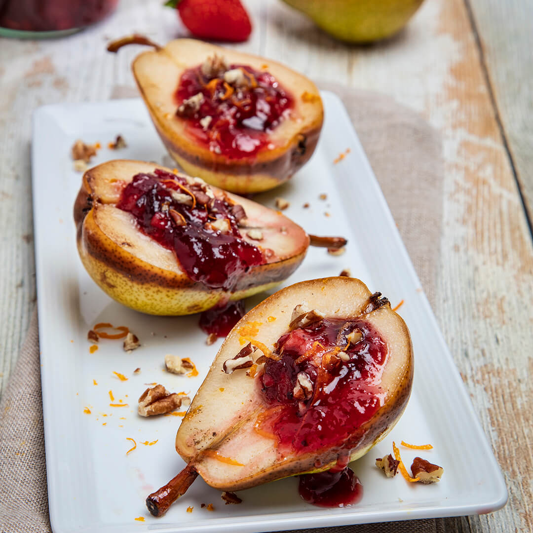 Roasted Pears & Strawberry Relish Recipe California Strawberries