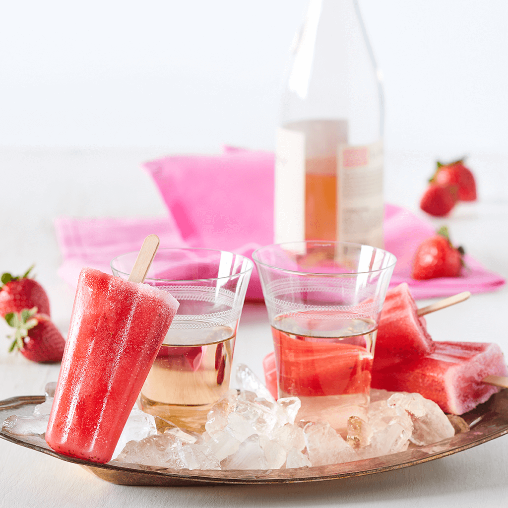 Strawberry Ice Pops with Rose