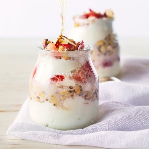 strawberry quinoa parfait square