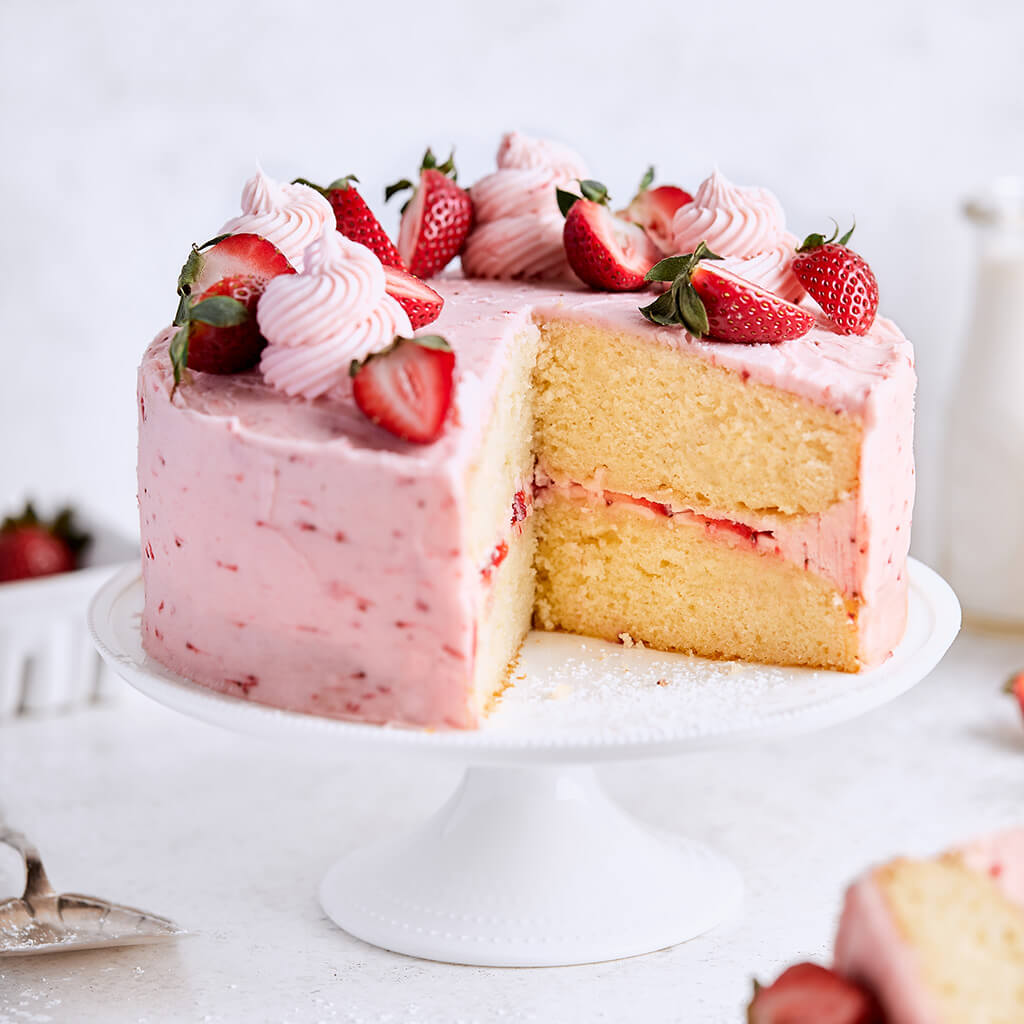 Strawberry Ribbon Layer Cake - Cake