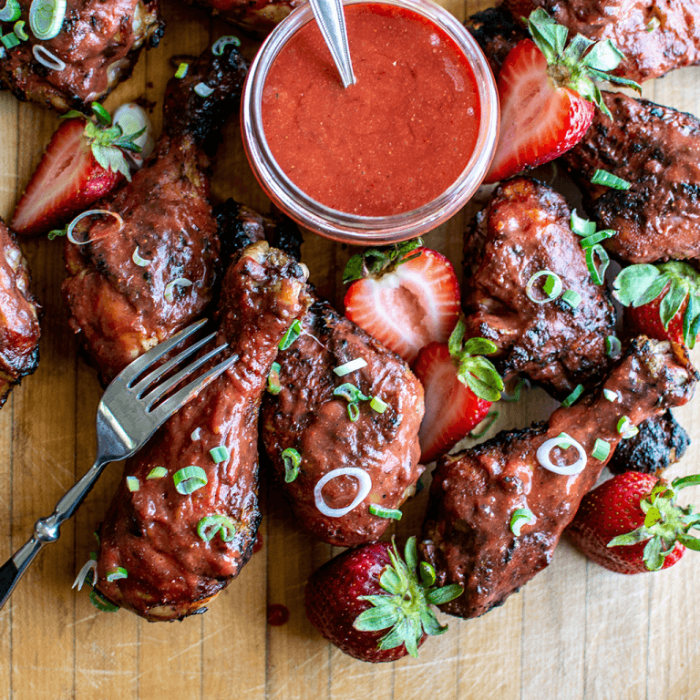 BBQ Chicken Drumsticks with StrawberryChipotle Sauce California