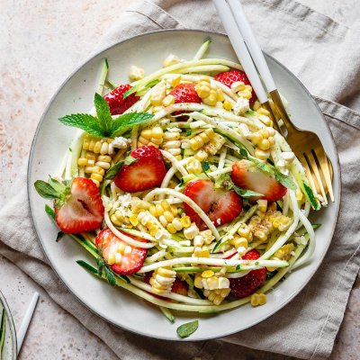Strawberries, Summer Corn & Zucchini Salad