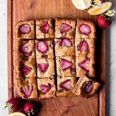 Gluten-Free Vegan Strawberry Lemon Blondies