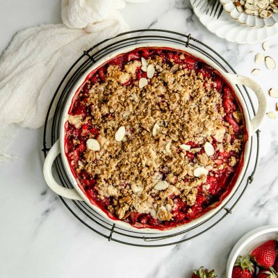 Strawberry Rhubarb Crisp (grain + gluten free)