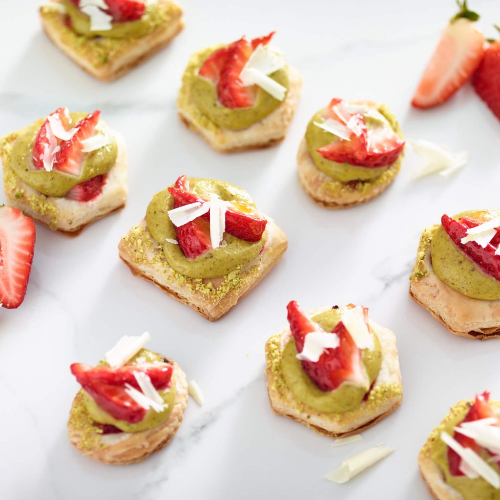 Strawberry Pistachio Cream Tarts